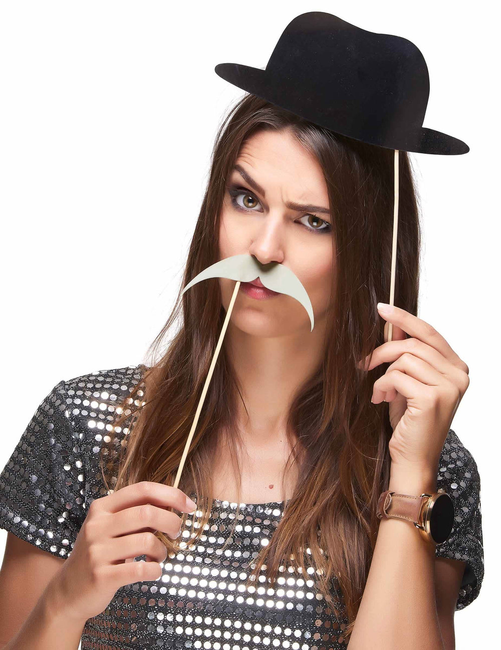 Podrobnosti o doplnkoch: buřinka a fúzy zo sady retro photobooth
