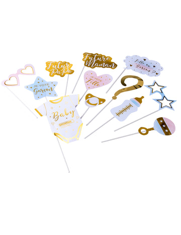 12-dielna sada na odhalenie pohlavia v ružovej, modrej a zlatej farbe pre dievčatá alebo chlapcov