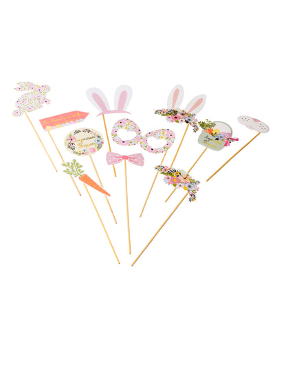 Súprava na fotenie s potlačou zajačika Veľkonočnej slobody s 11 kvetinovými doplnkami