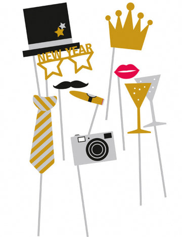 Novoročná sada fotobúdky: 10 doplnkov na Silvestra