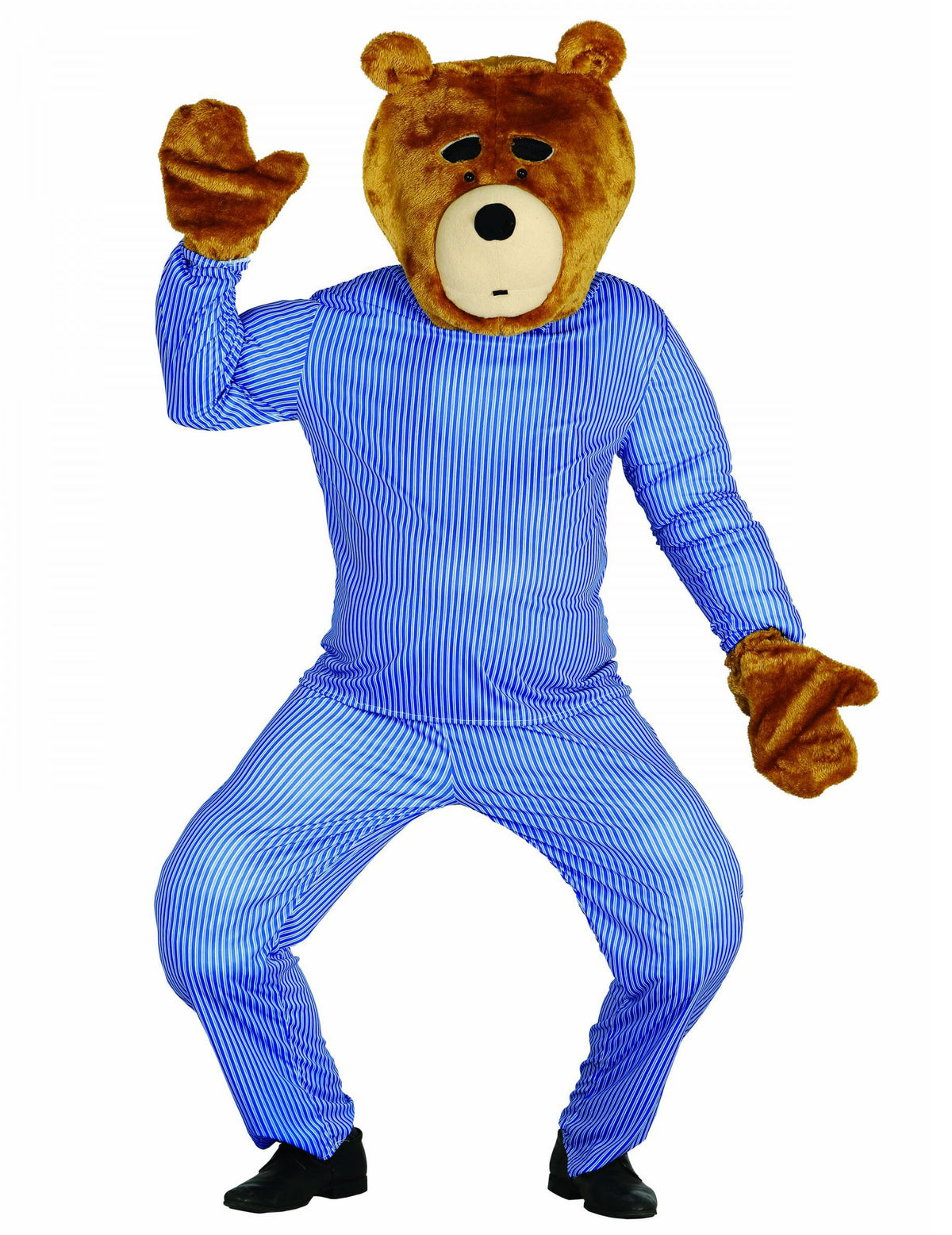 Kit tête et mains ours en peluche pour adulte marron