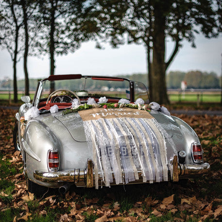 Kompletná rustikálna svadobná súprava z juty a čipky pre novomanželov