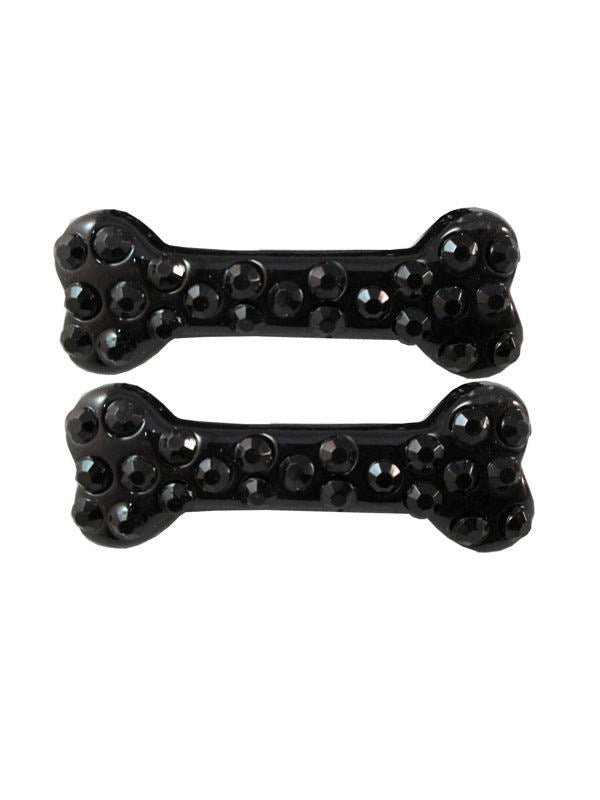 Kreepsville gotická sada sponiek do vlasov s kosťami a čiernymi kamienkami 