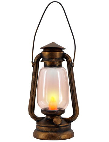 Retro olejová lampa pre dospelých z patinovaného bronzu s blikajúcim plameňom