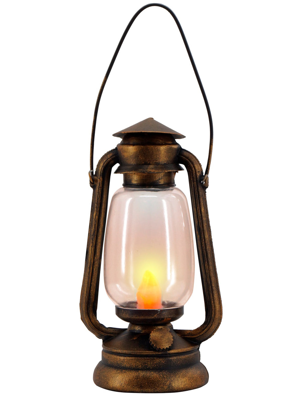 Lampe à huile rétro pour adulte bronze vieilli avec flamme vacillante