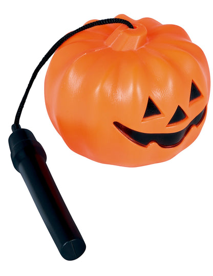 Oranžová tekvicová lampa zdobená Halloween