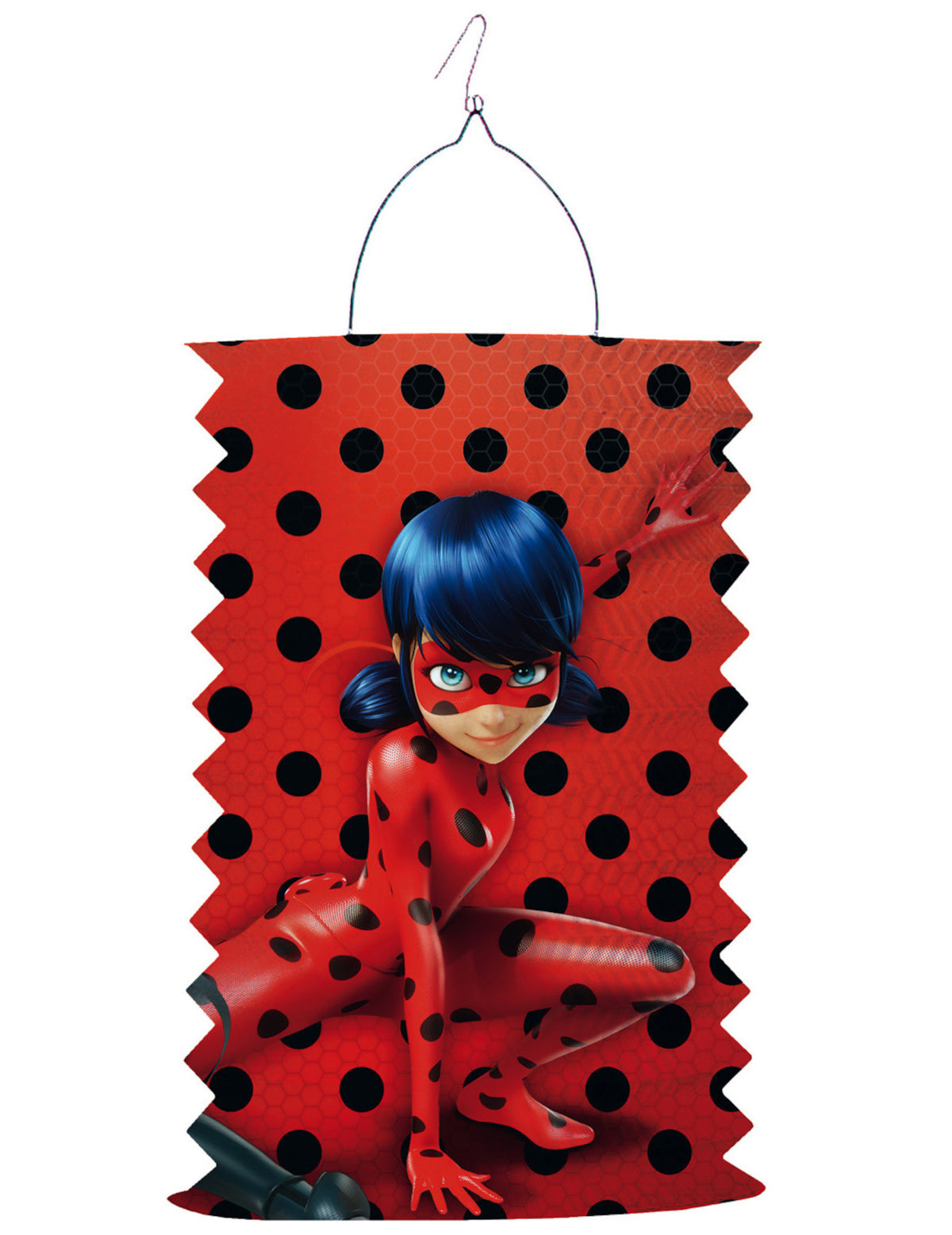 Lampion en papier Ladybug pour enfant rouge à pois noirs