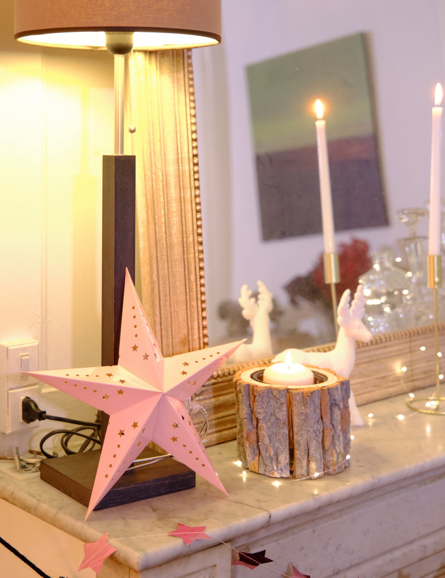 Svetloružový hviezdicový lampión 30 cm vyrobené z kartónu