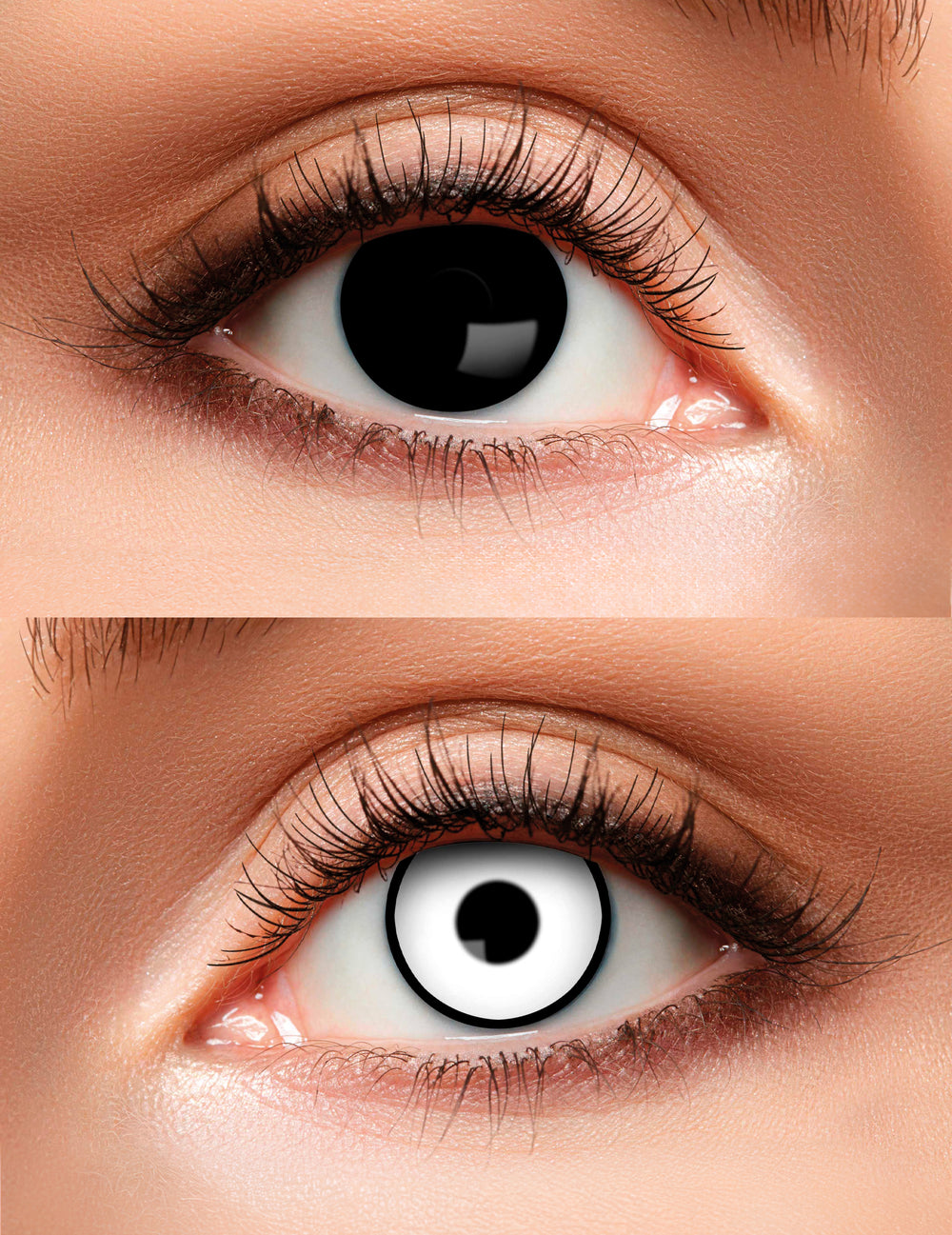 Lentilles duo noir et blanc pour adulte une noire et une blanche à pupille noire