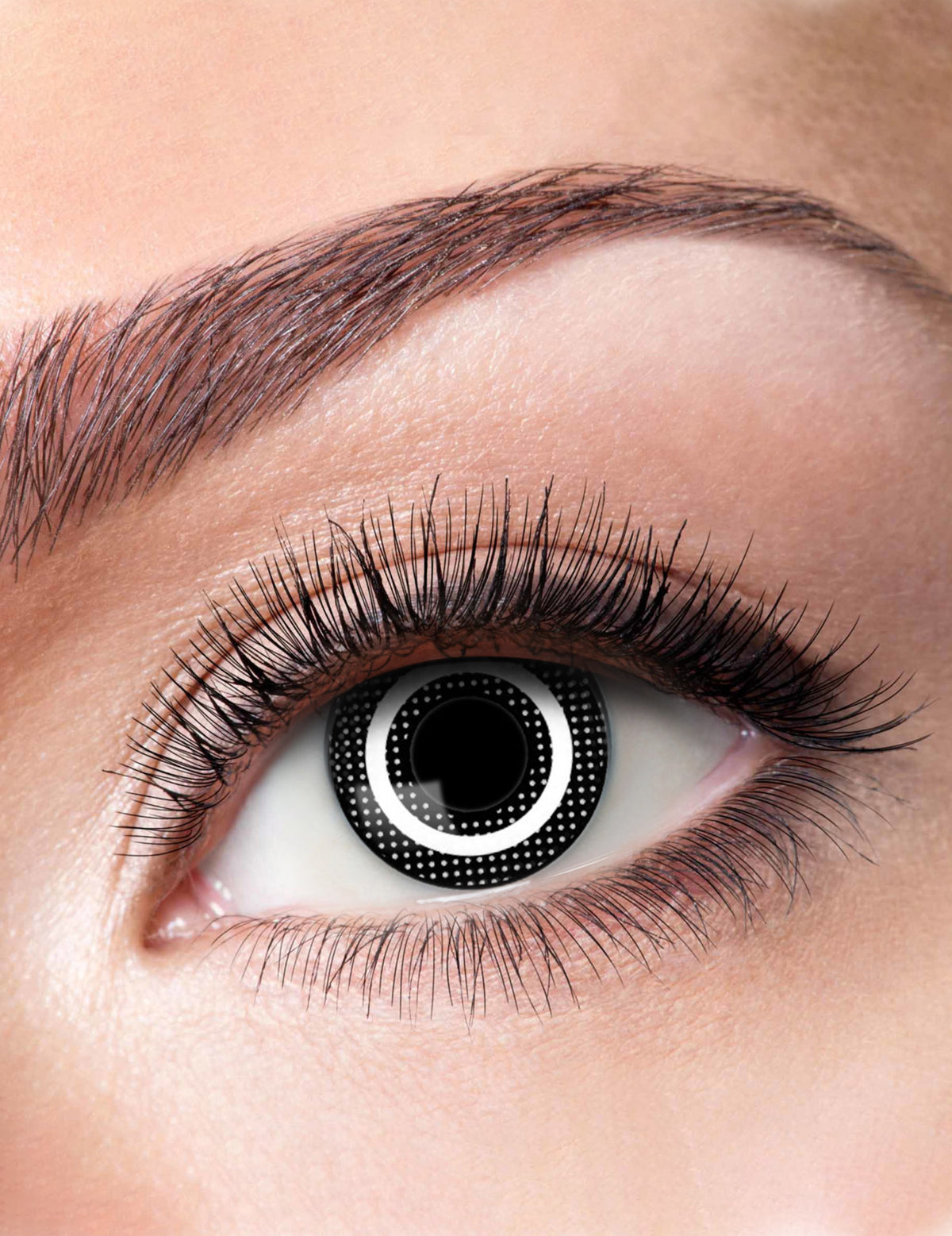 Lentilles fantaisie gardien de jeu symbole rond pour adulte noires et blanches