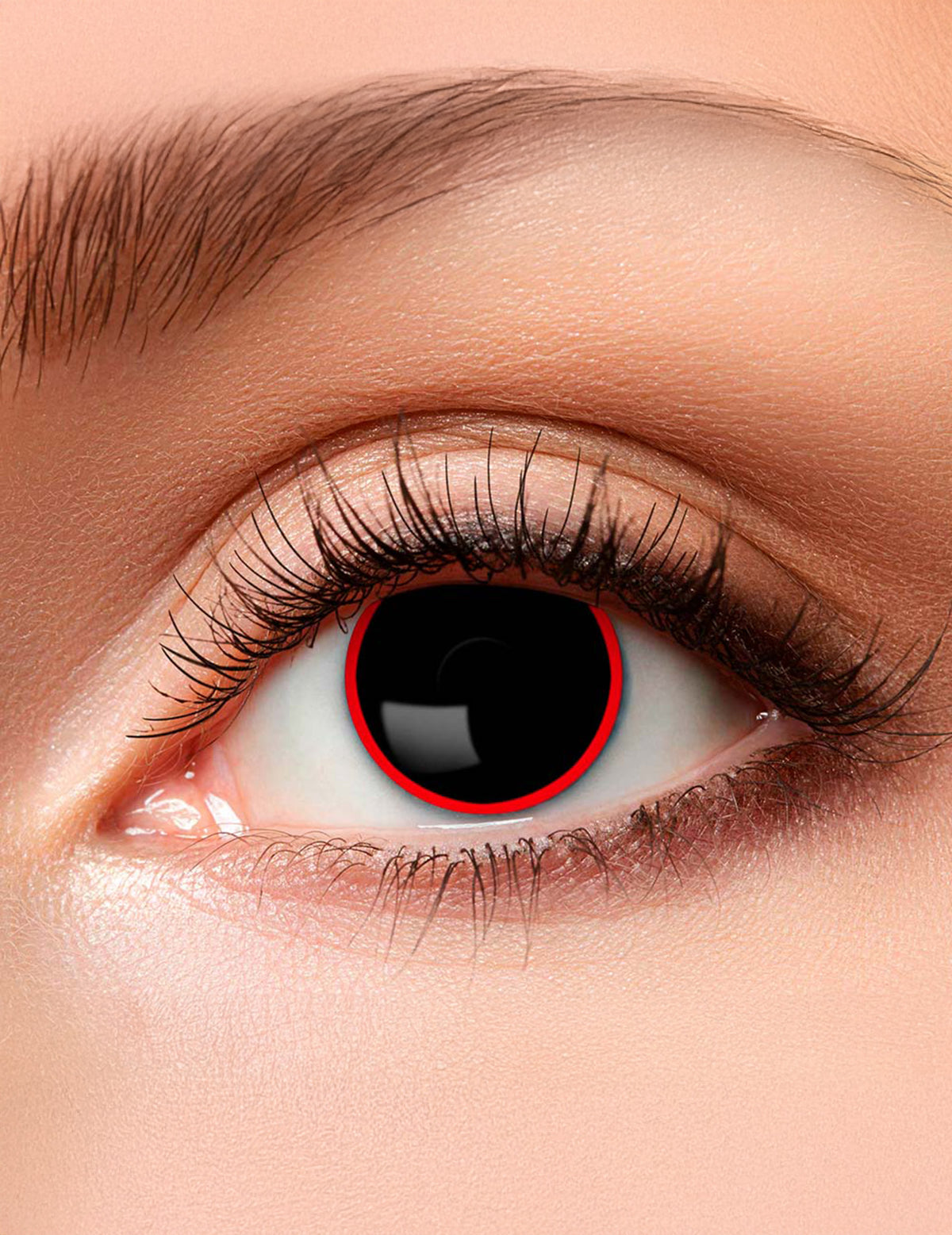 Lentilles fantaisie noire contour rouge pour adulte noire et rouge