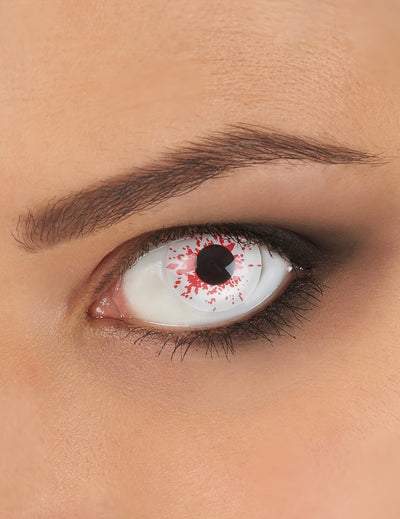 Lentilles fantaisie oeil ensanglanté pour adulte blanches et rouges