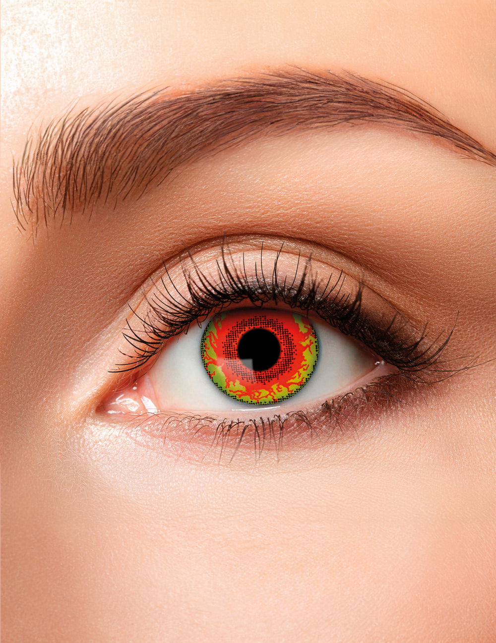 Lentilles fantaisies de monstre infecté pour adulte rouge et jaune