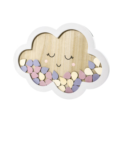 Drevená kniha hostí v tvare oblaku, 43 x 30 cm s 30 kvapkami