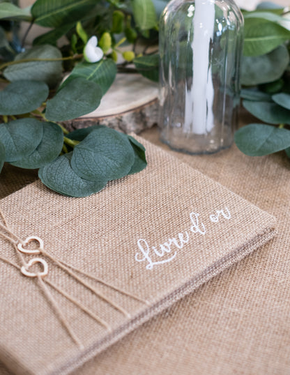 Jutová kniha hostí, 64 strán, 16,5 x 24 cm cm svadba v prírode