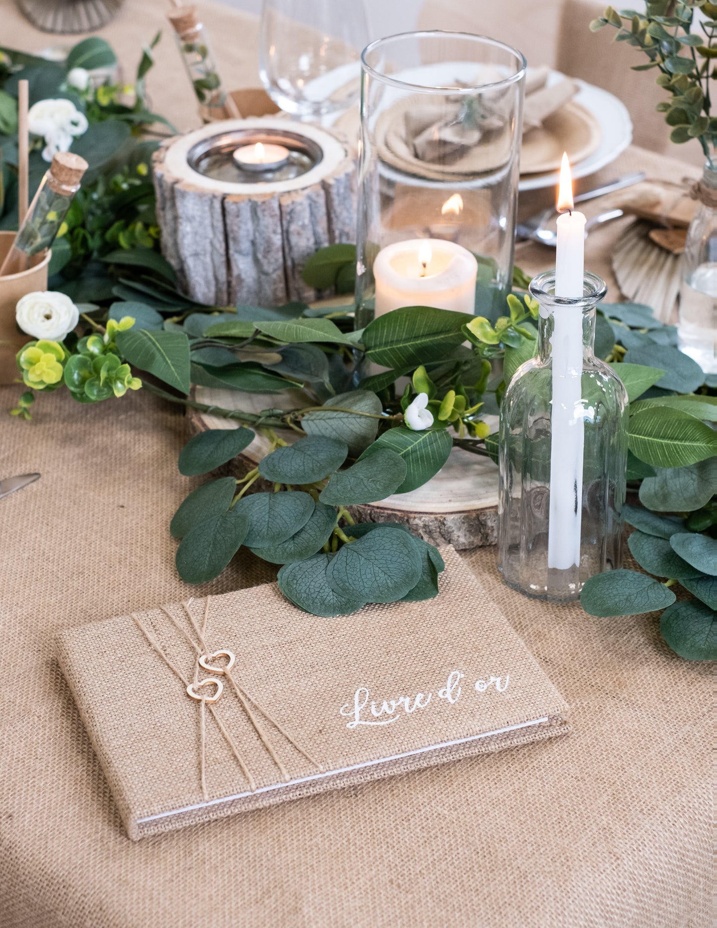 Jutová kniha hostí, 64 strán, 16,5 x 24 cm cm svadba v prírode