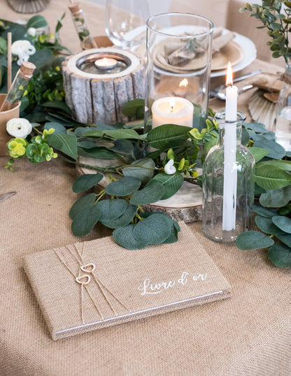 Jutová kniha hostí, 64 strán, 16,5 x 24 cm cm svadba v prírode