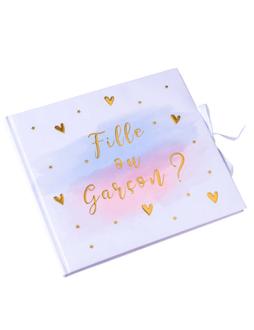 Ružovo-modro-zlatá kniha hostí pre dievčatko alebo chlapca, 64 strán, na oslavu príchodu bábätka