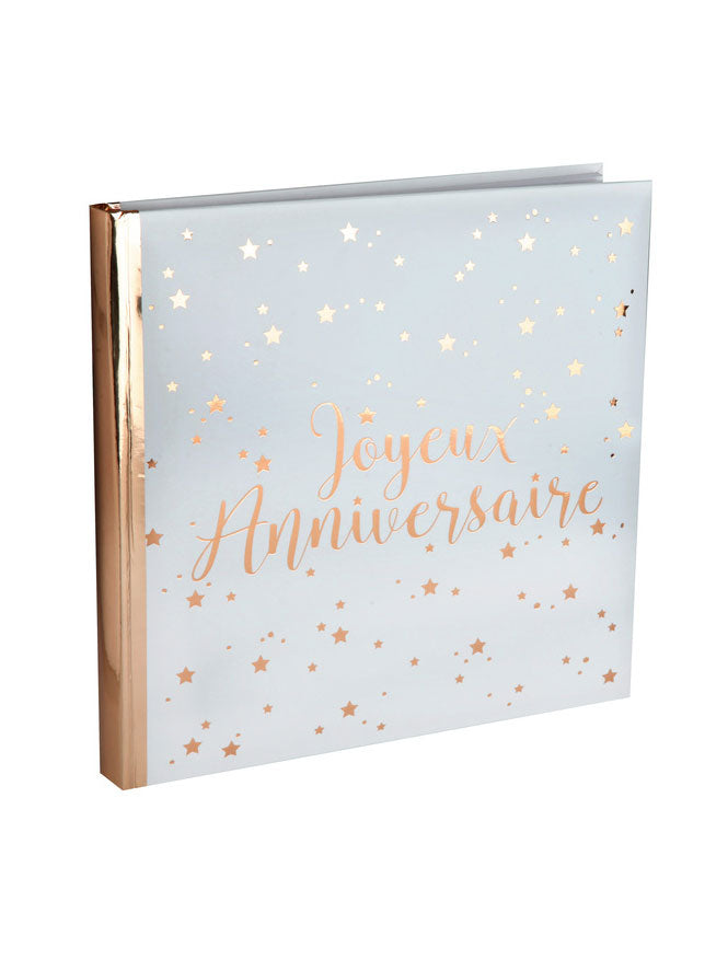 Ružovo-zlatá kniha hostí k narodeninám 24 x 24 cm biely kryt