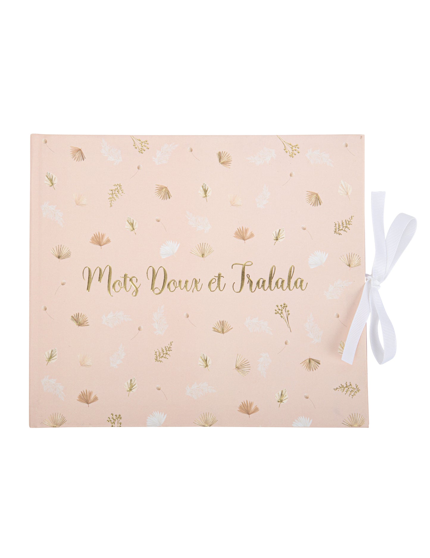 Livre d'or boho pour fête blush et or avec ruban