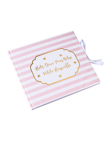 Malá, nádherná ružovo pruhovaná kniha hostí so zlatým lemom, 22 x 19,5 cm cm 68 strán