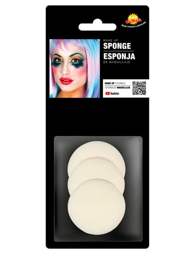 Lot de 3 éponges à maquillage pour adulte et enfant blanches et rondes