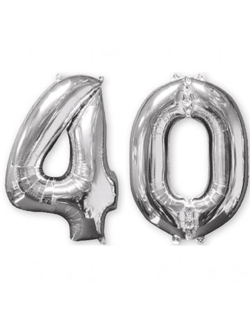 Ballons aluminium chiffre 40 pour fête argent