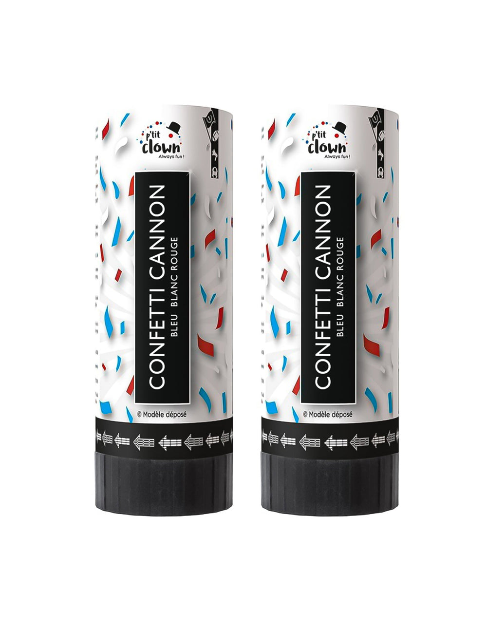 Lot de 2 canons à confettis France pour supporter bleu blanc rouge