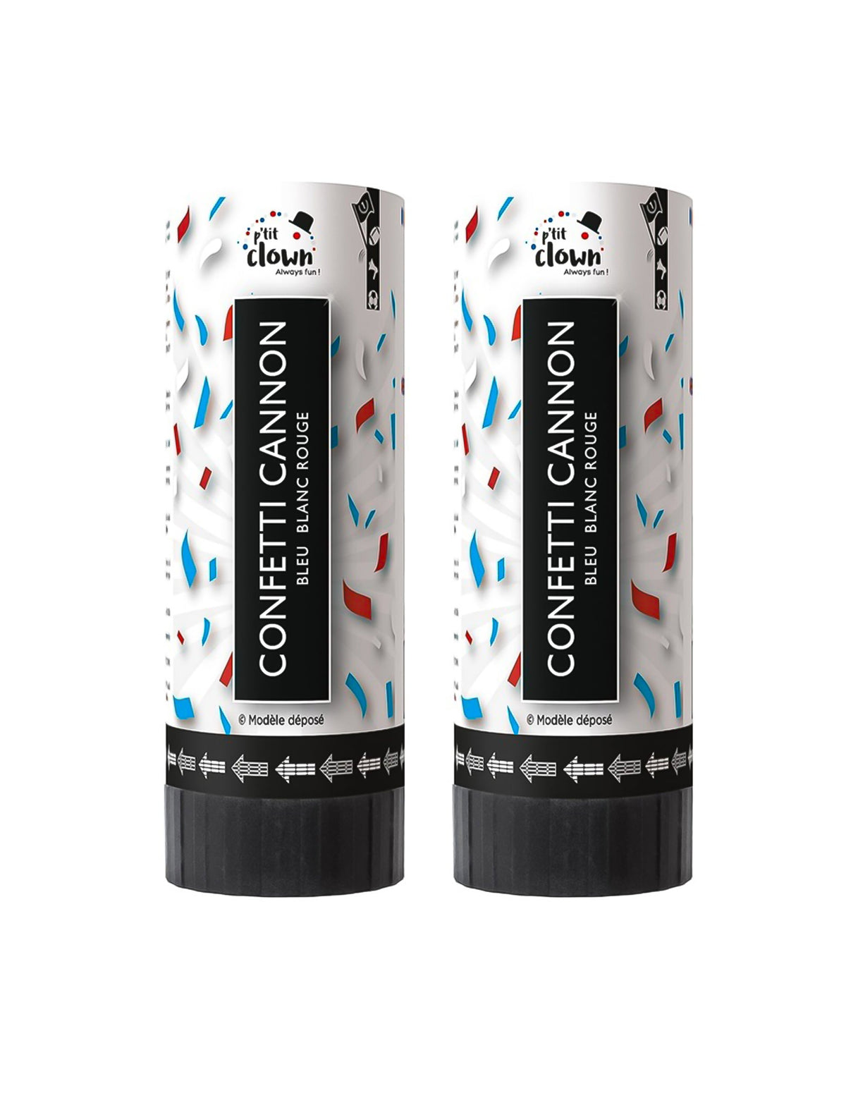 Lot de 2 canons à confettis France pour supporter bleu blanc rouge