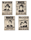 Affiches en carton Wanted pour décoration de fête thème gangster Prohibition beige et noir