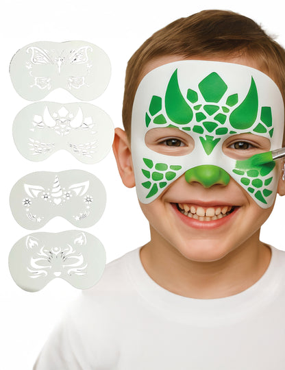 Sada 4 šablón na maľovanie tváre zvieratiek pre deti