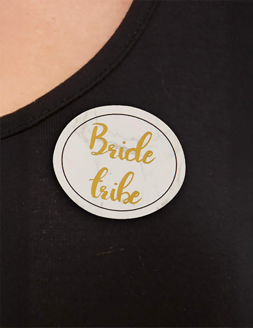 Badges pour EVJF blanc et or avec inscription Bride Tribe