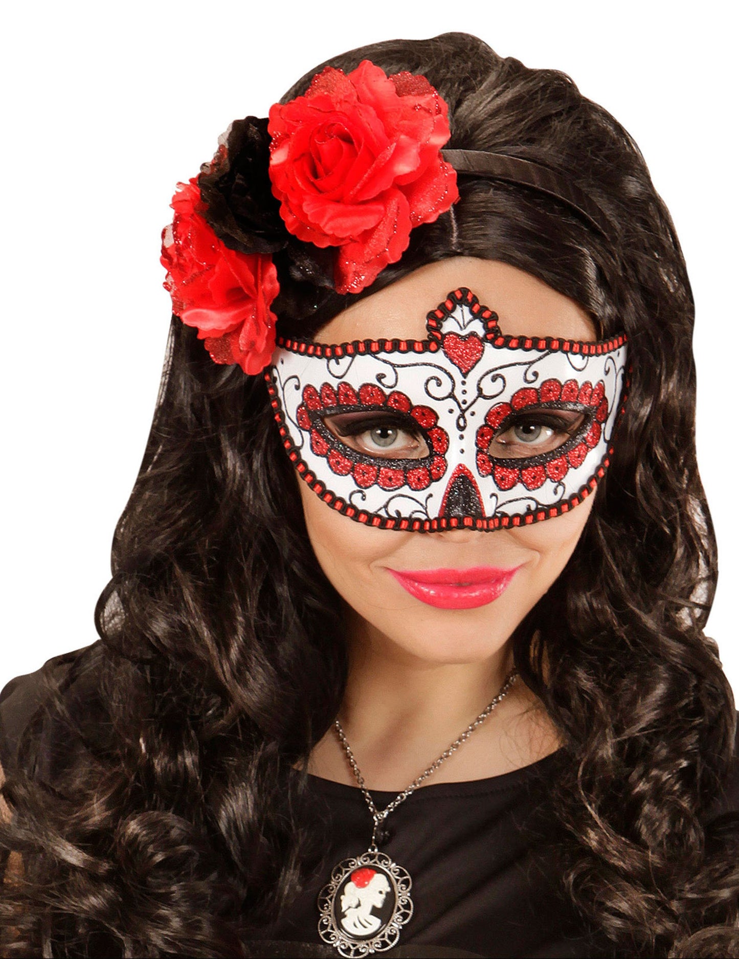 Červená farebná vlk dospelý dospelý Dia de los Muertos