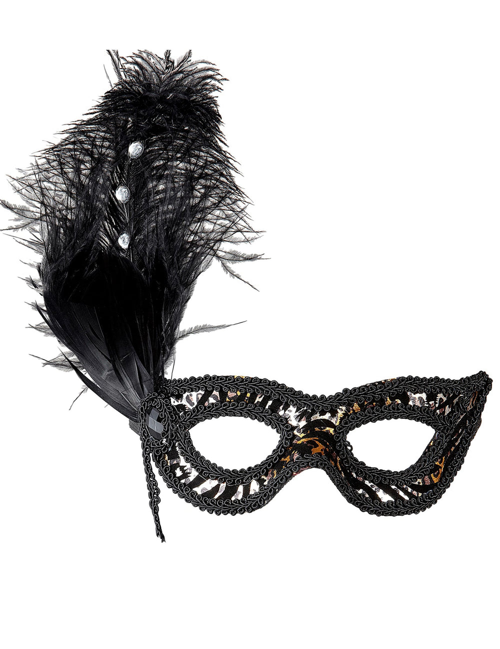 Gros plan sur les plumes et la dentelle du loup léopard pour adulte
