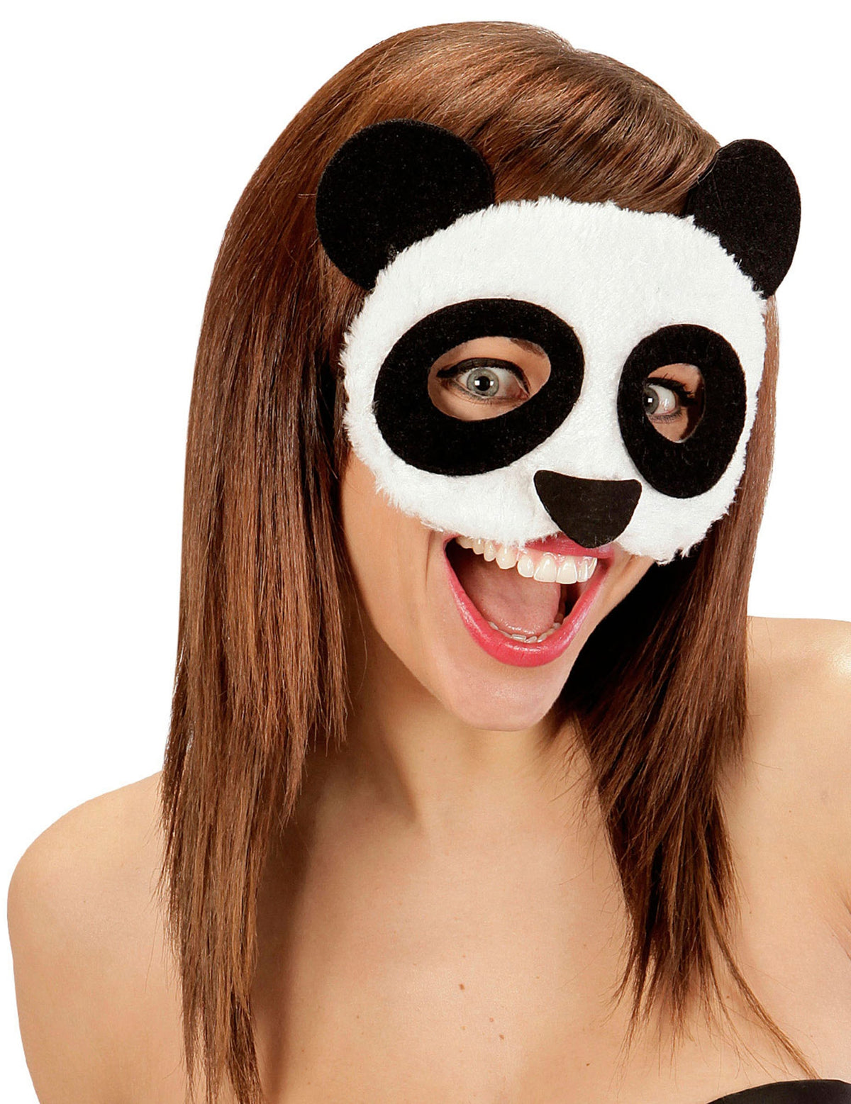 Loup peluche panda pour adulte blanc et noir