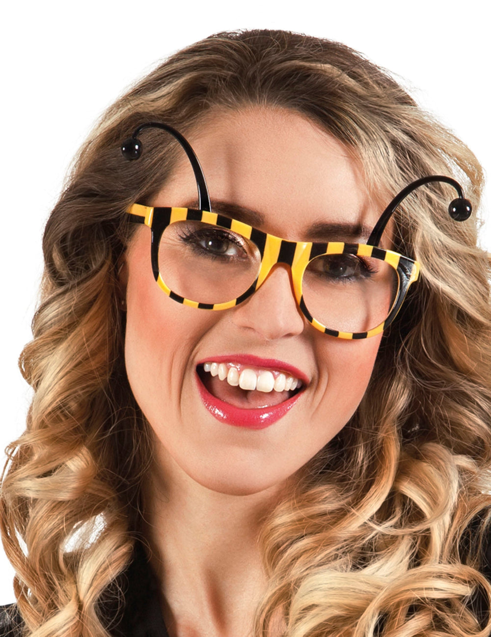 Lunettes abeille pour adulte jaune et noir avec antennes