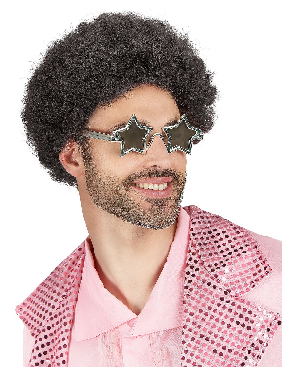 Vue de profil des lunettes étoile pour adulte argentées