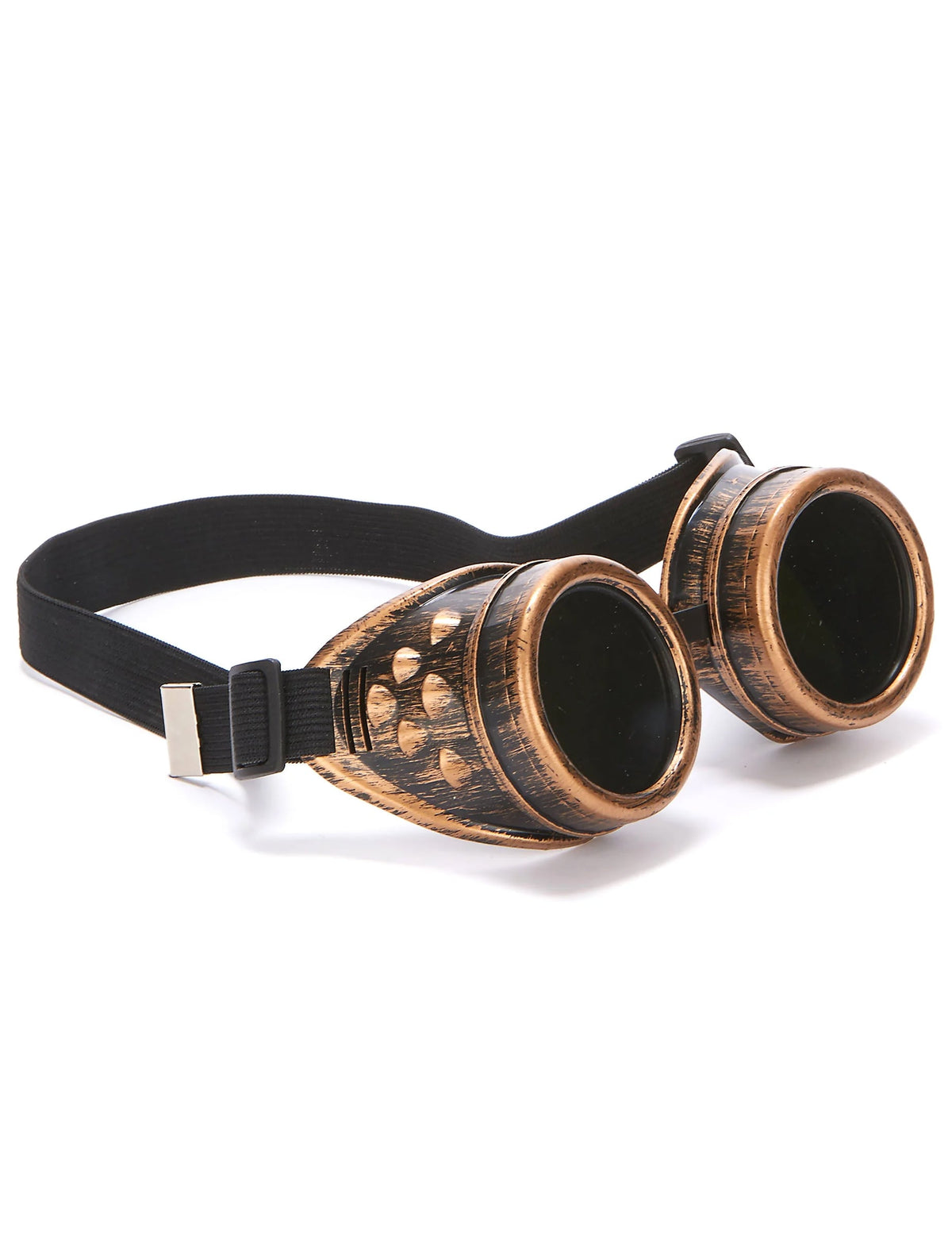 Vue de profil des lunettes aviateur steampunk pour adulte cuivre