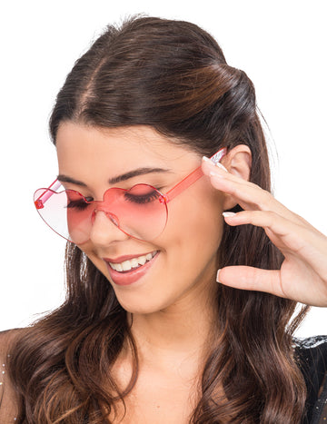 Okuliare srdca dospelé ružové údené okuliare