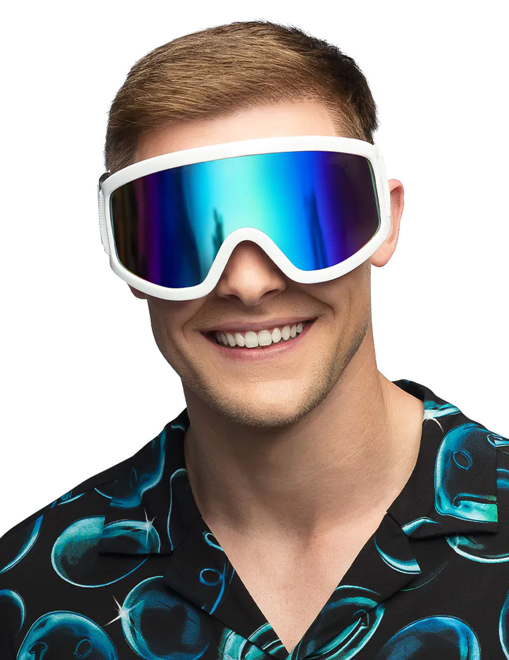 Vue de face portée des lunettes de ski pour adulte
