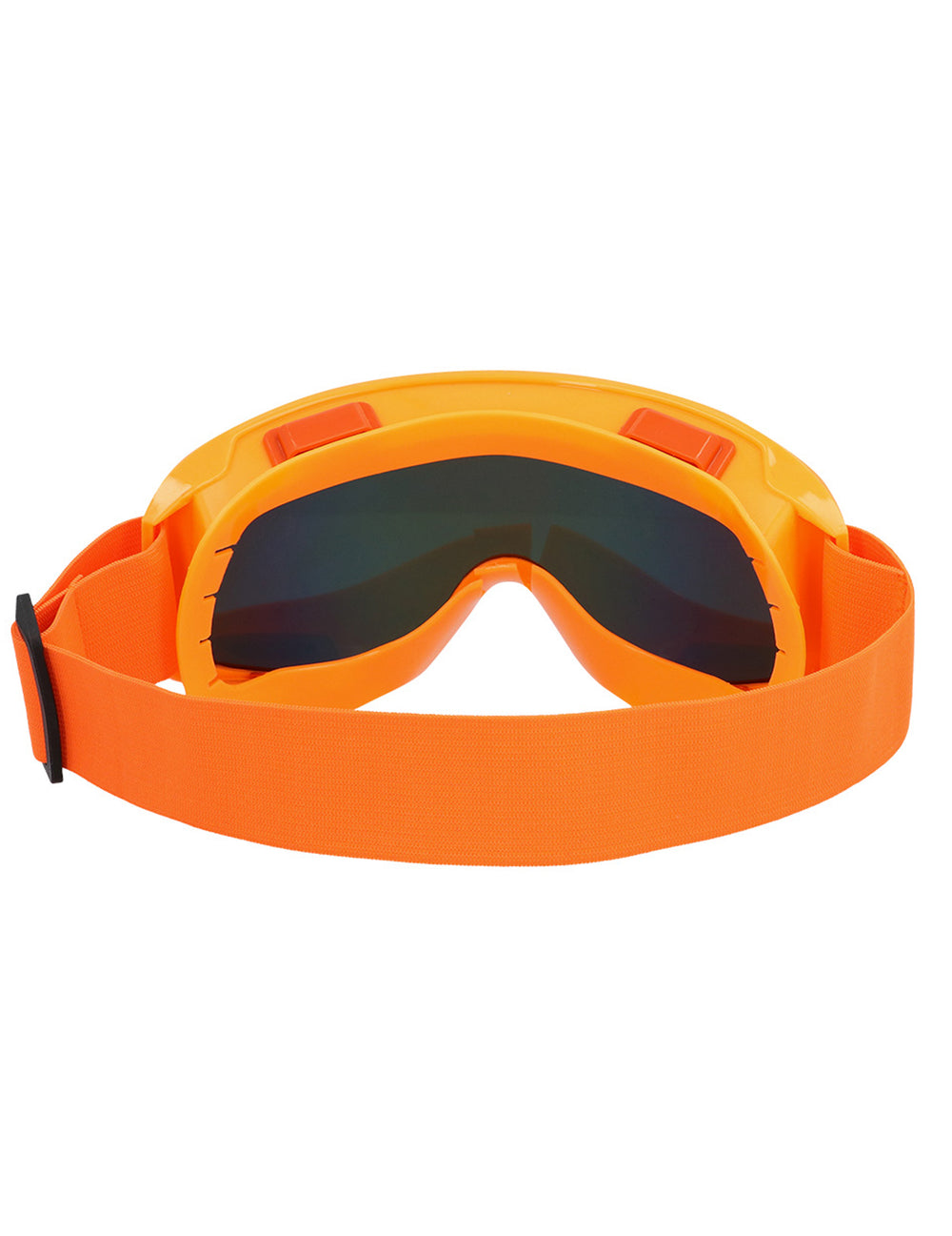 Vue de dos des lunettes de ski orange fluo pour adulte