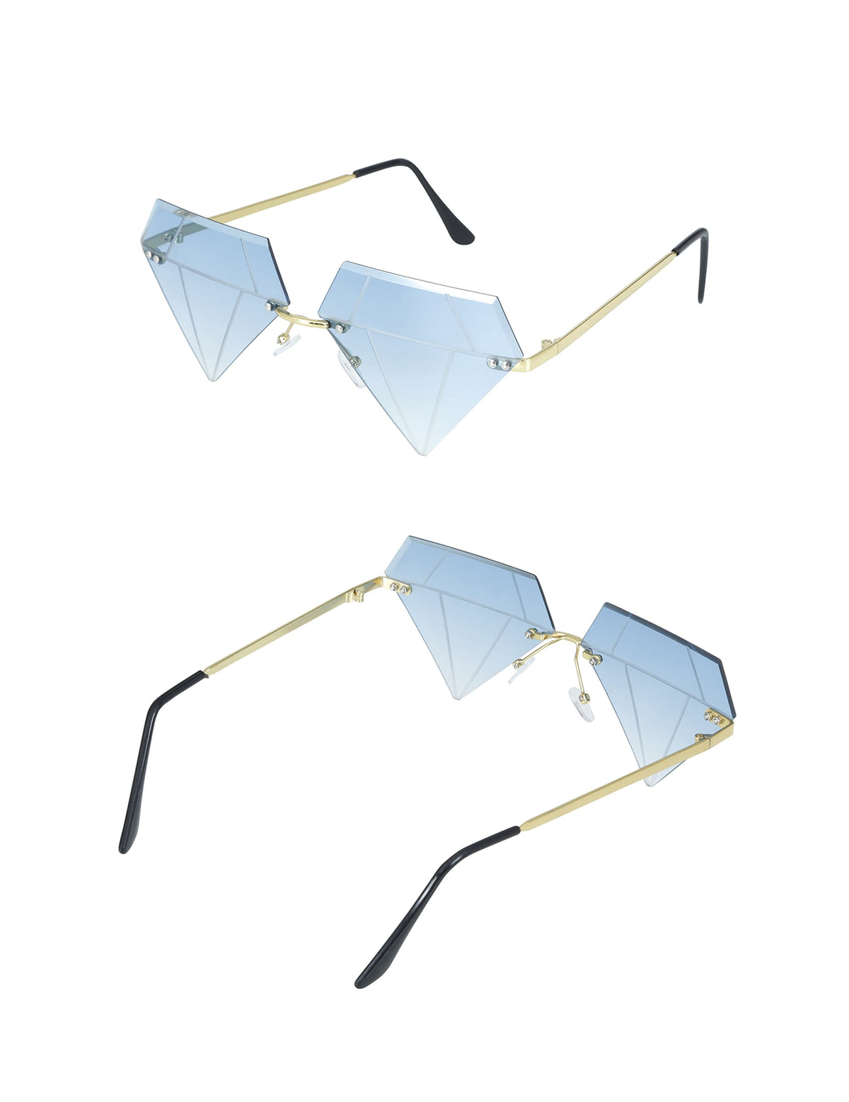 Vues de face et de dos des lunettes diamants pour adulte