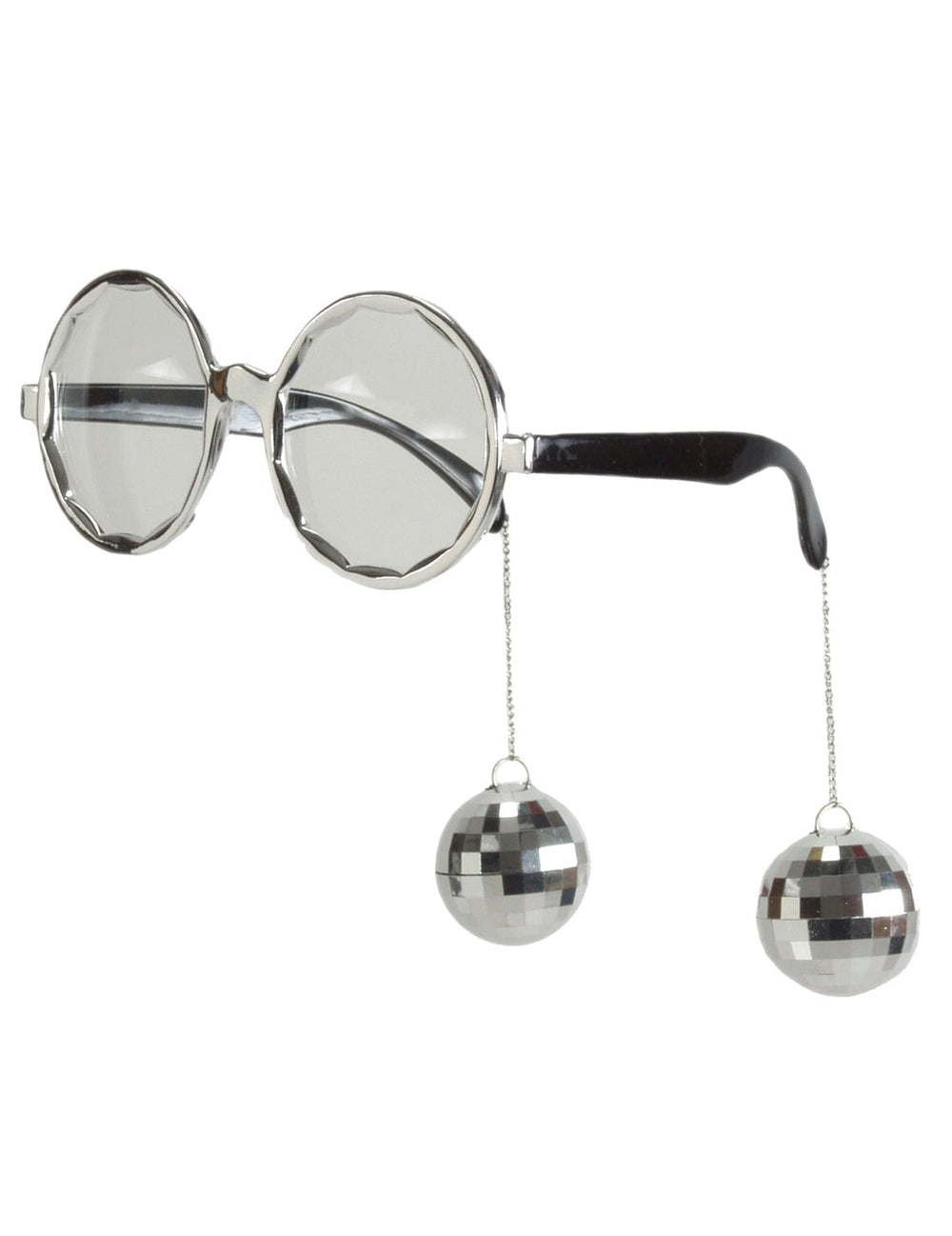 Lunettes disco pour adulte argent avec boules à facettes