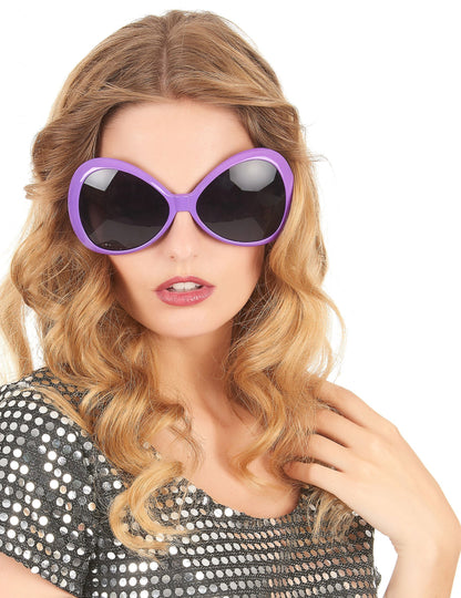 Vue de face des lunettes disco pour adulte violet