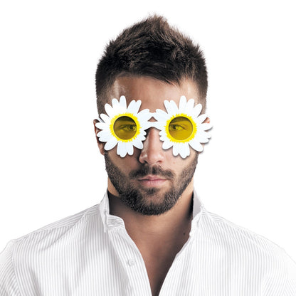 Vue de face des lunettes fleurs marguerites pour adulte