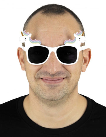 Biele jednorožcové okuliare pre dospelých 