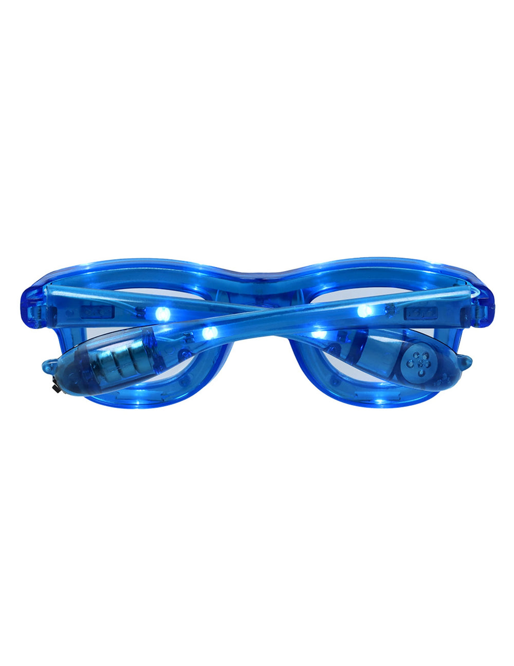 Vue de l'arrière des lunettes lumineuses à LED pour adulte bleues
