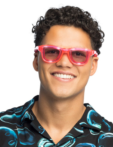 Ružové LED svietiace okuliare 