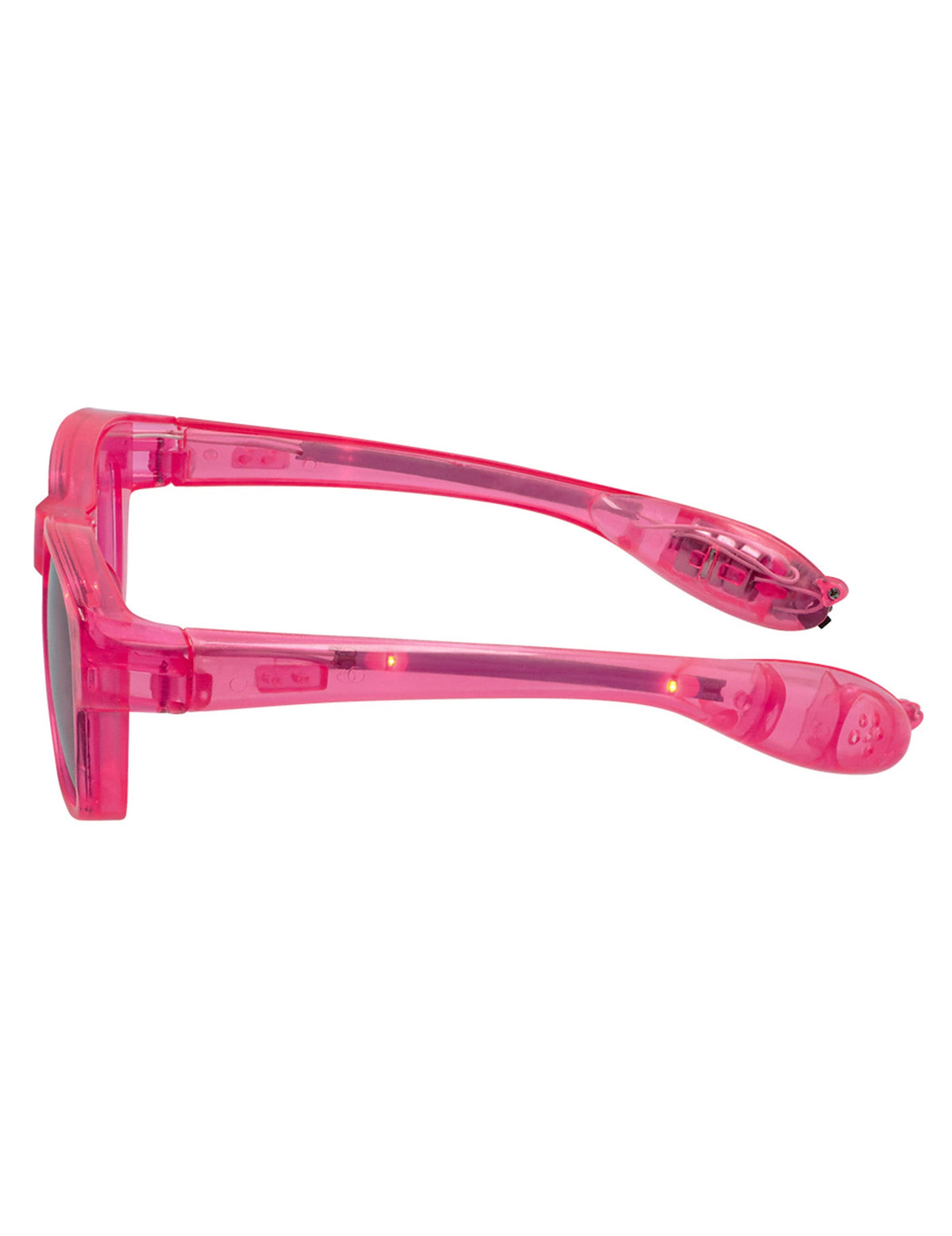 Vue de profil des lunettes lumineuses à LED pour adulte roses