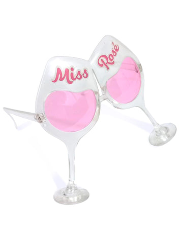 Lunettes Miss Rosé pour adulte roses en forme de verres à vin